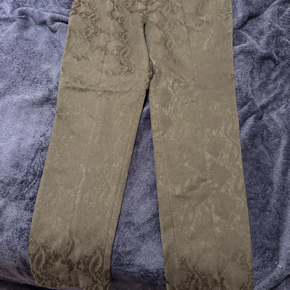 Calvin Klein Black Snake print Textured Straight Leg Pants with waist accent